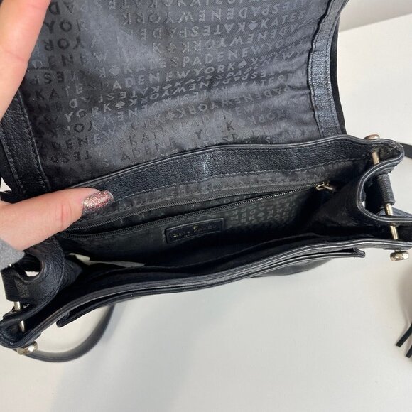 Kate Spade NY Womens Rianne Pratt Street Crossbody Flap Bag Purse Black M Pocket - Picture 6 of 15